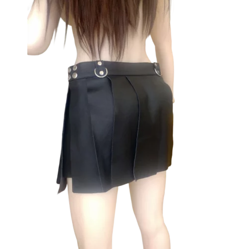 kožená sukně krátká černá