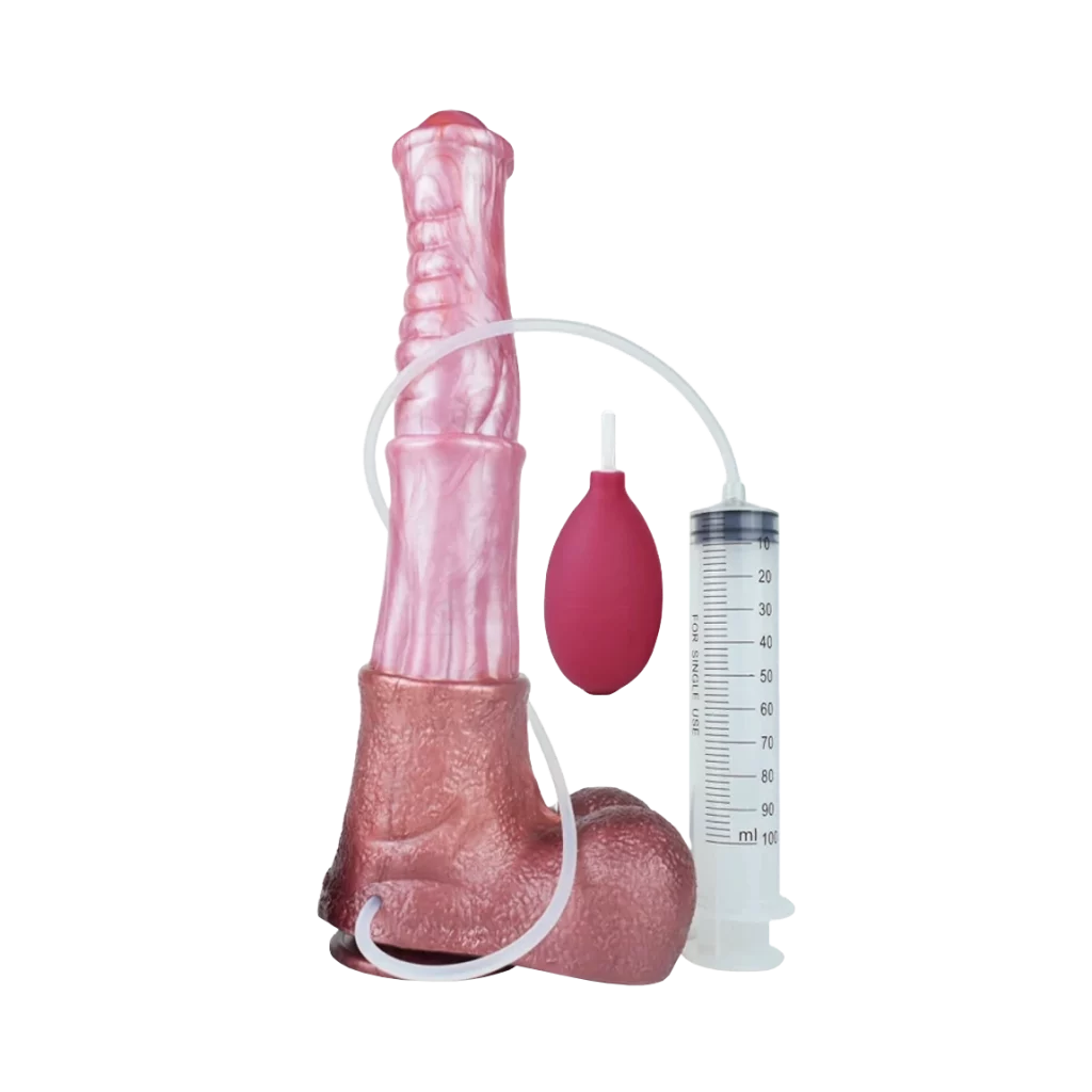 Velké koňské stříkací dildo s varlaty